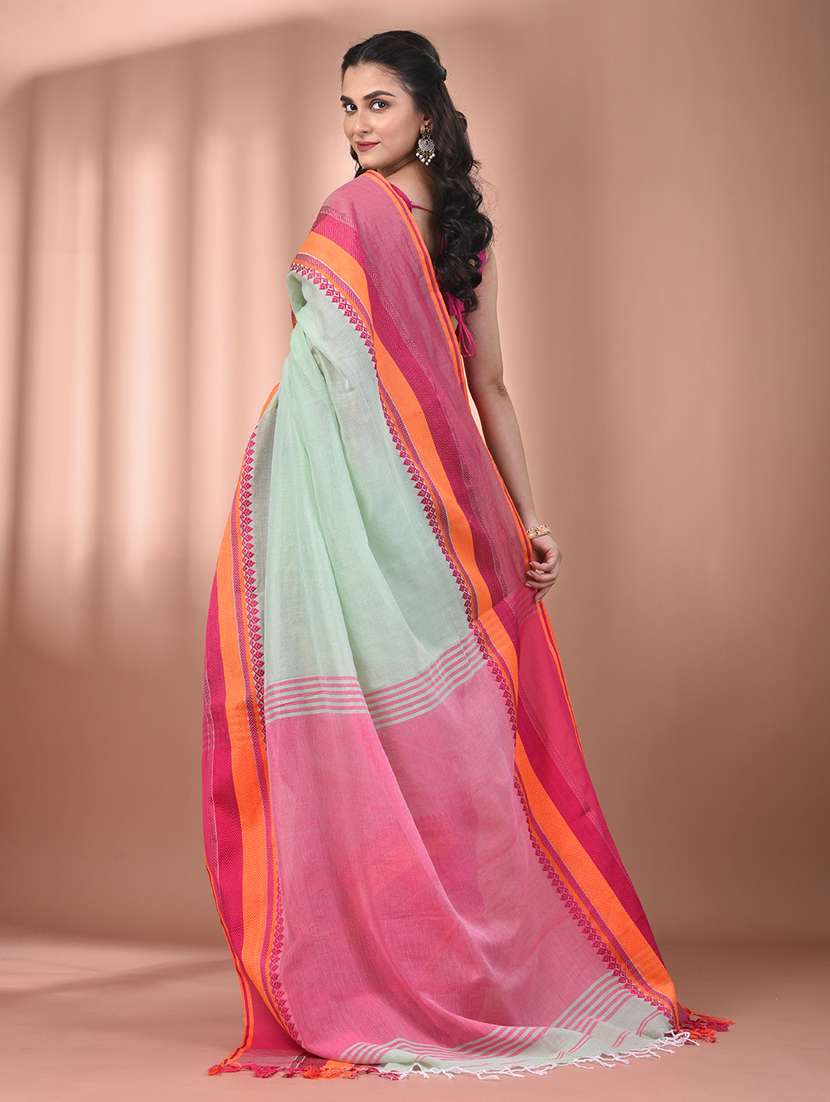 women neo mint handloom saree with blouse - 21905541 -  Standard Image - 3