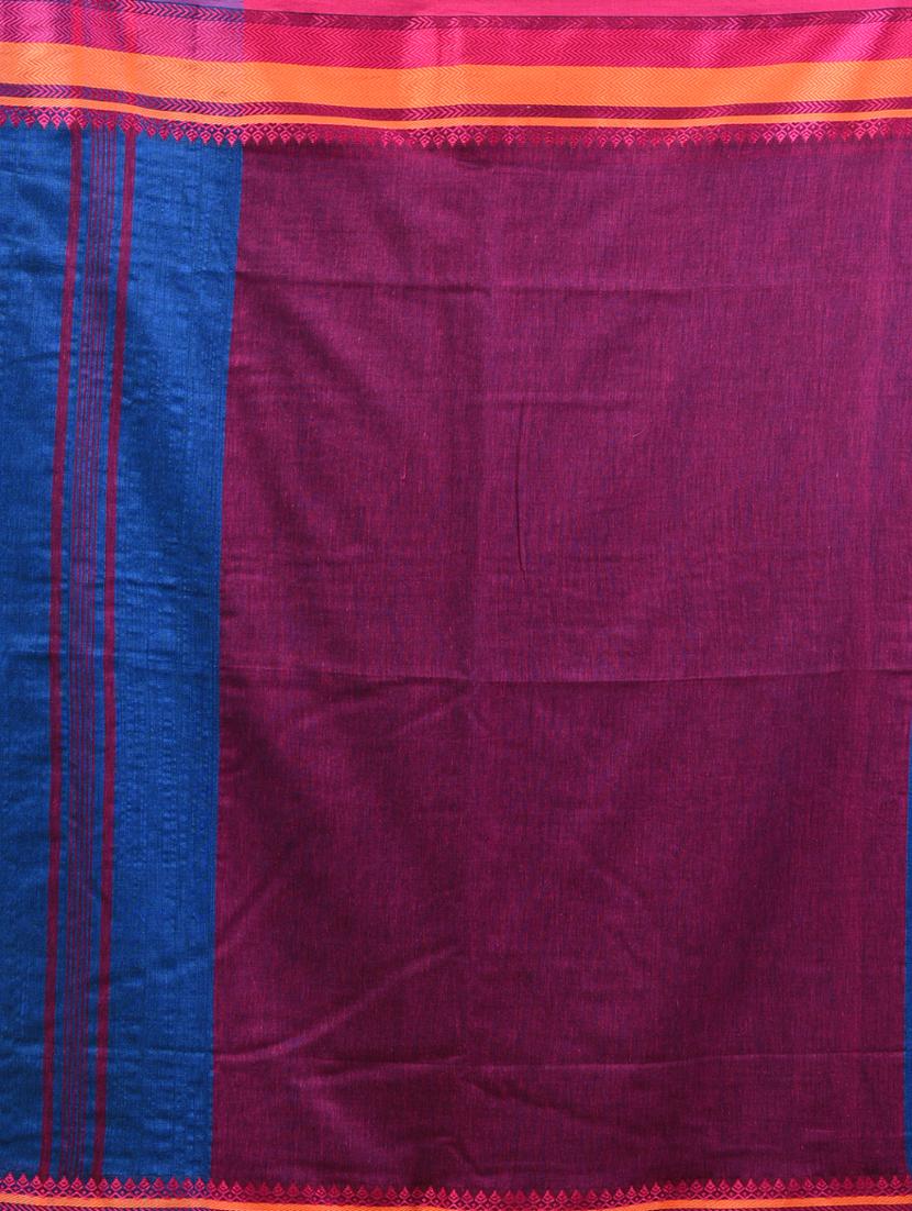 women blue handloom saree with blouse - 21905543 - Standard Image - 5