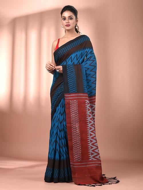 women chevron handloom saree with blouse - 21905550 - Standard Image - 0
