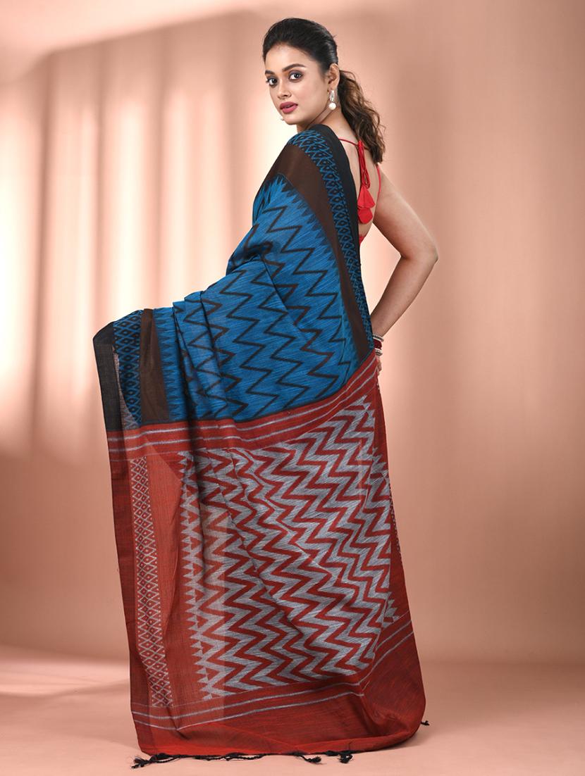 women chevron handloom saree with blouse - 21905550 - Standard Image - 3