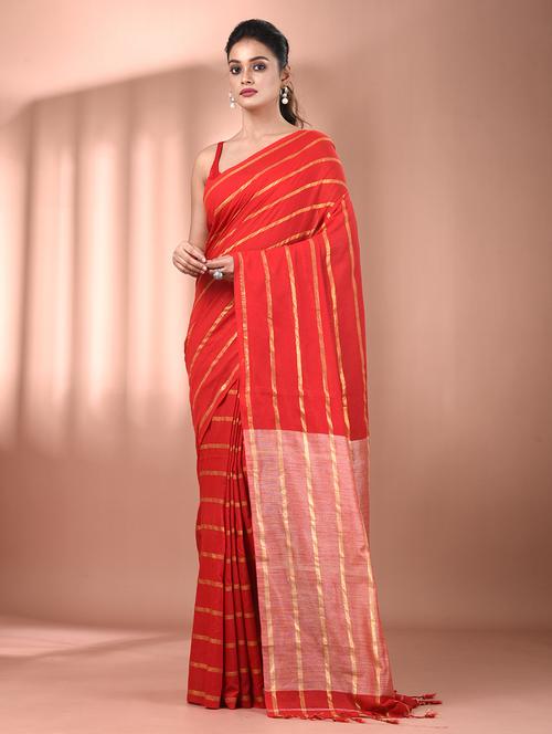 women striped handloom saree with blouse - 21905551 - Standard Image - 0