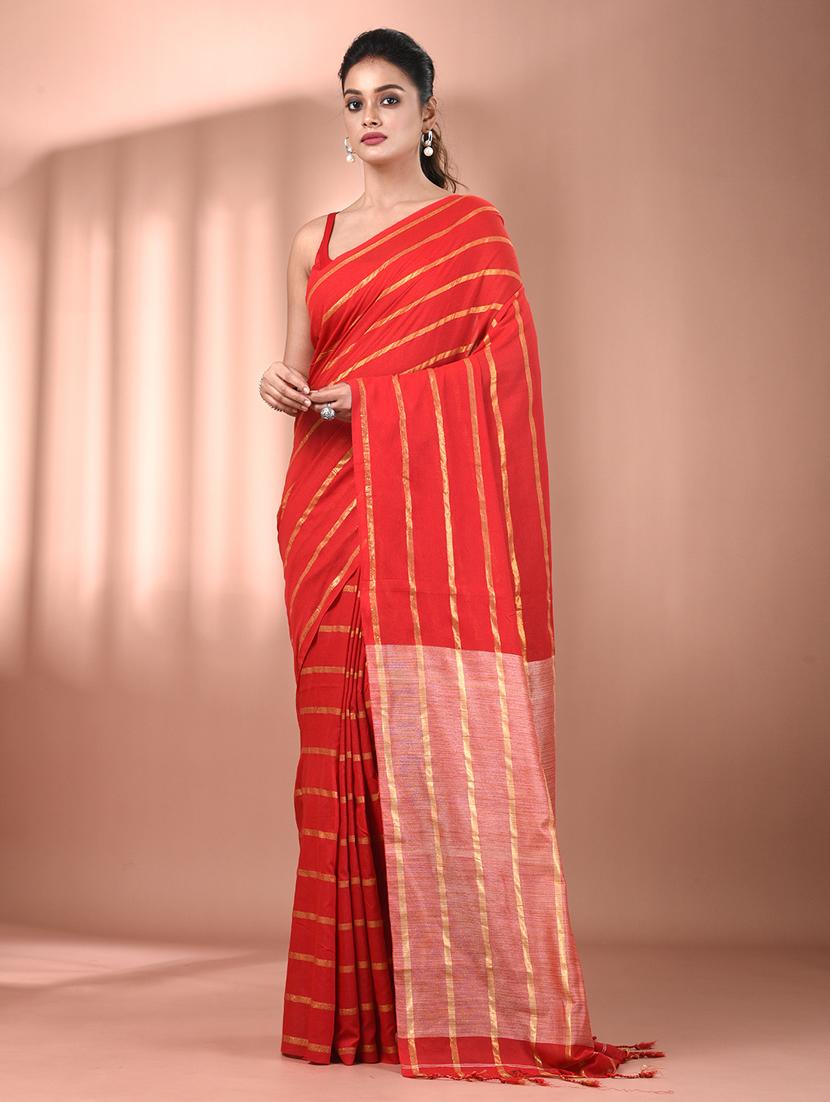 women striped handloom saree with blouse - 21905551 - Zoom Image - 0