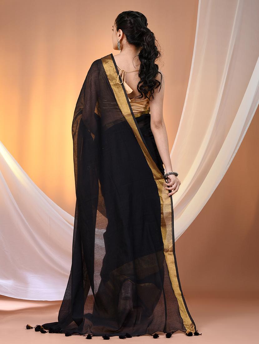 women solid with bordered handloom saree - 21905552 - Standard Image - 3