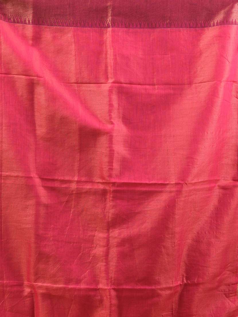 women solid with bordered handloom saree with blouse - 21905558 -  Standard Image - 5