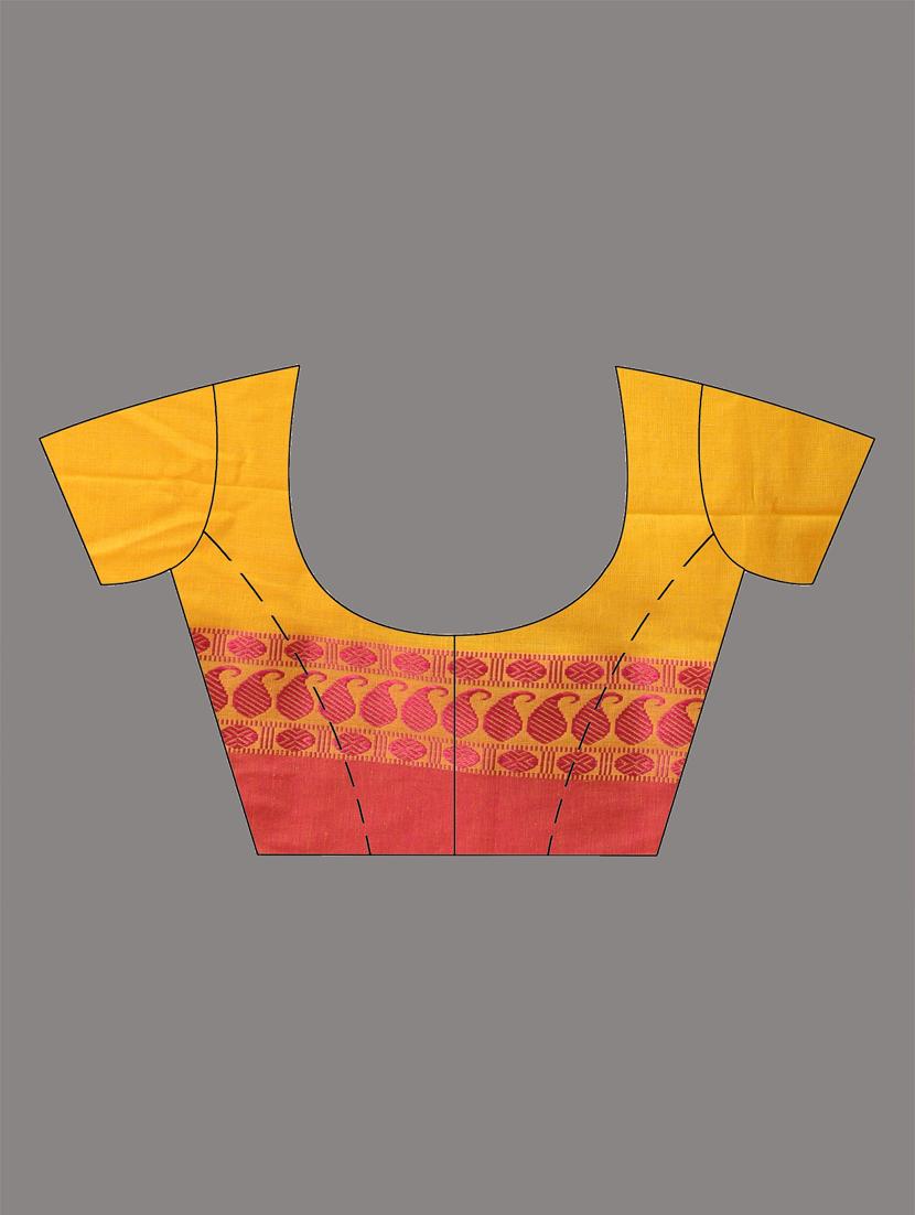 women yellow handloom saree with blouse - 21905572 - Standard Image - 5
