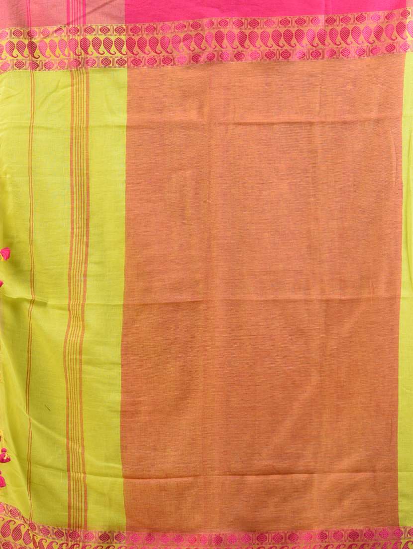 women lime handloom saree with blouse - 21905573 -  Standard Image - 5