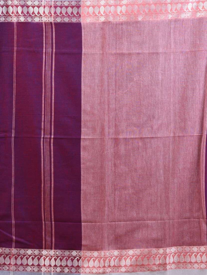 women purple handloom saree with blouse - 21905574 -  Standard Image - 5