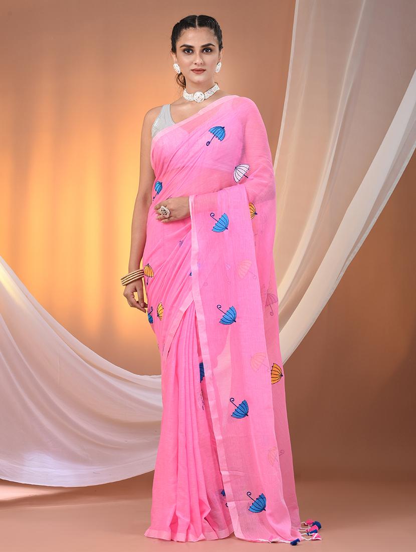 women pink handloom saree - 21905586 - Zoom Image - 0