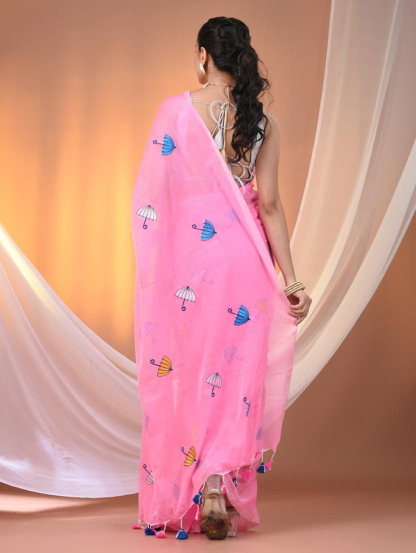 women pink handloom saree - 21905586 - Standard Image - 3