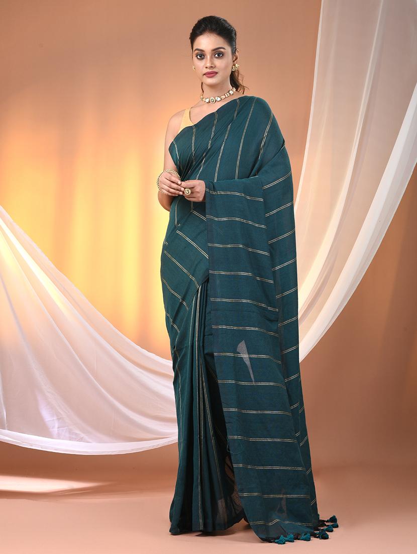 women striped handloom saree with blouse - 21905602 - Zoom Image - 0