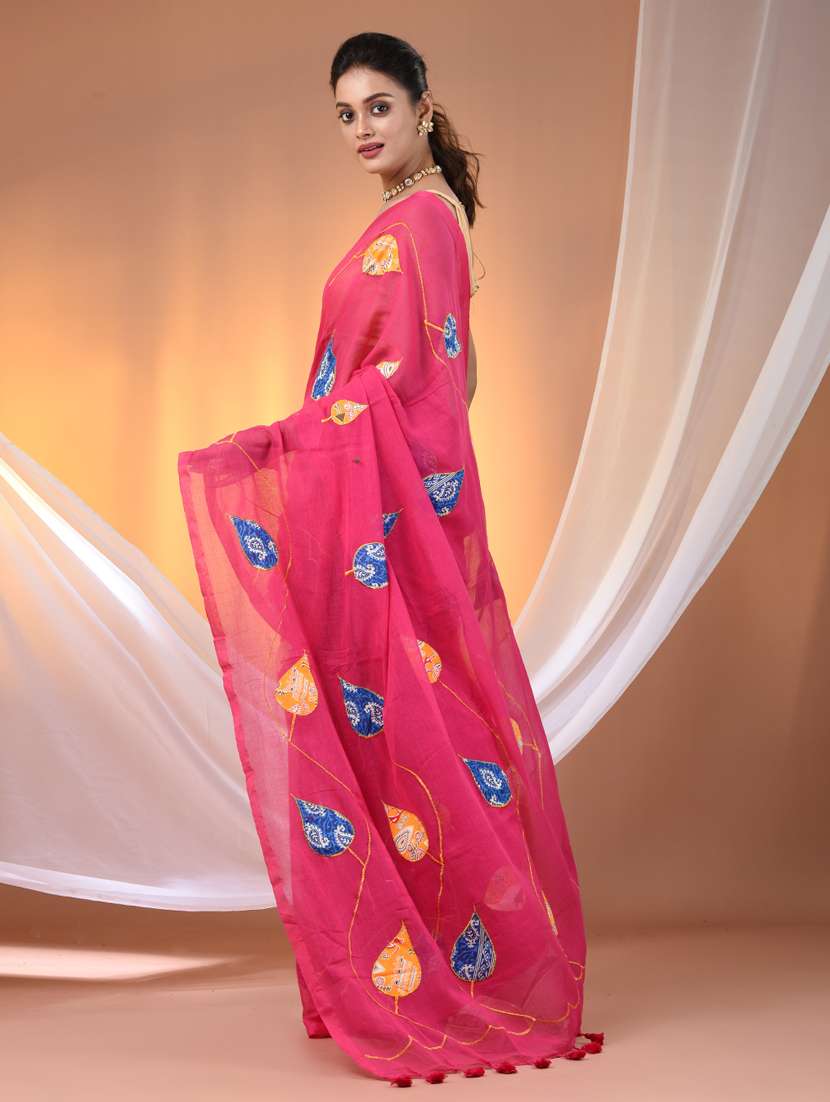 women pink handloom saree - 21905605 - Standard Image - 3
