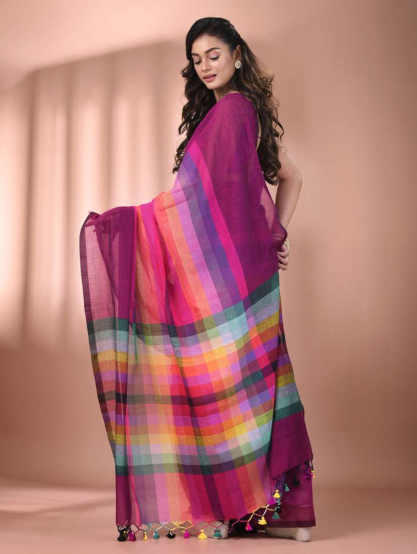 women magenta handloom saree - 21905612 -  Standard Image - 3