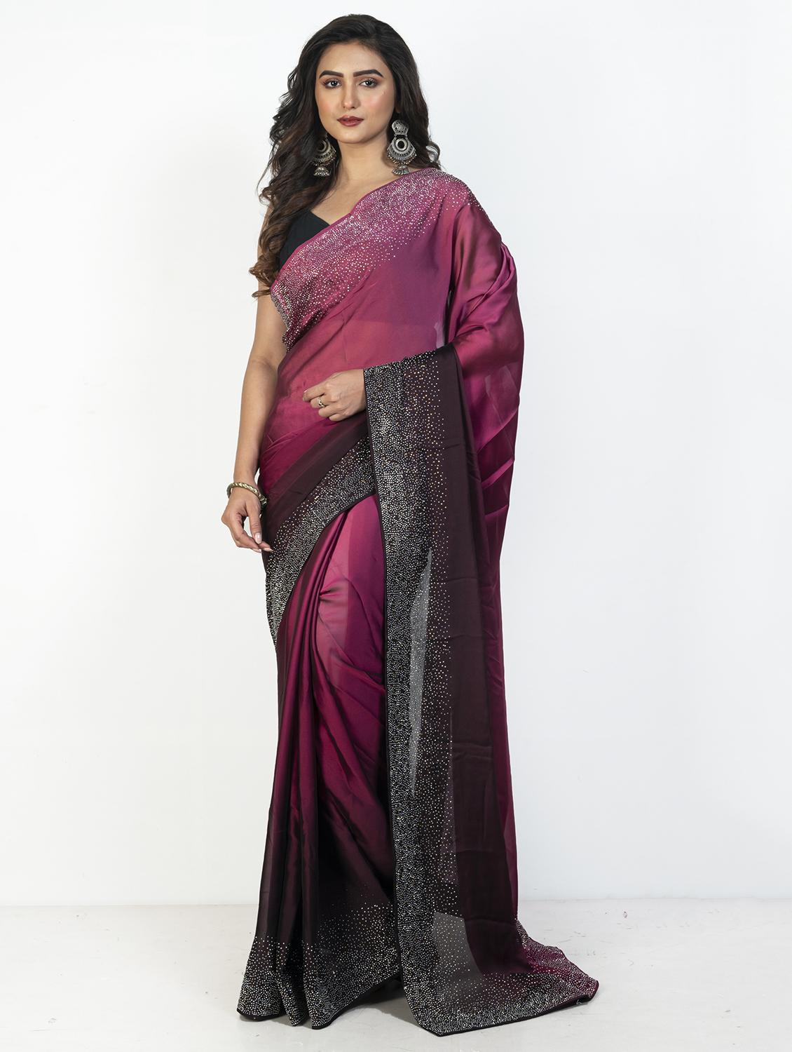 women ombre embellished saree with blouse - 21905658 - Zoom Image - 0
