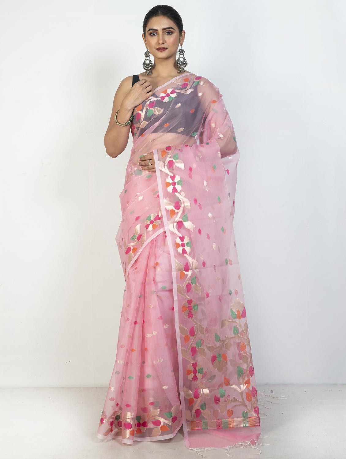 women floral bordered saree with blouse - 21905706 -  Zoom Image - 0