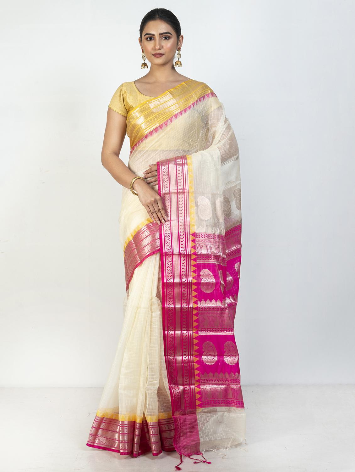 women self design bordered kota doria saree with blouse - 21905730 -  Zoom Image - 0