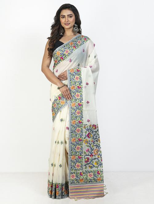 women floral handloom saree with blouse - 21905731 -  Standard Image - 0