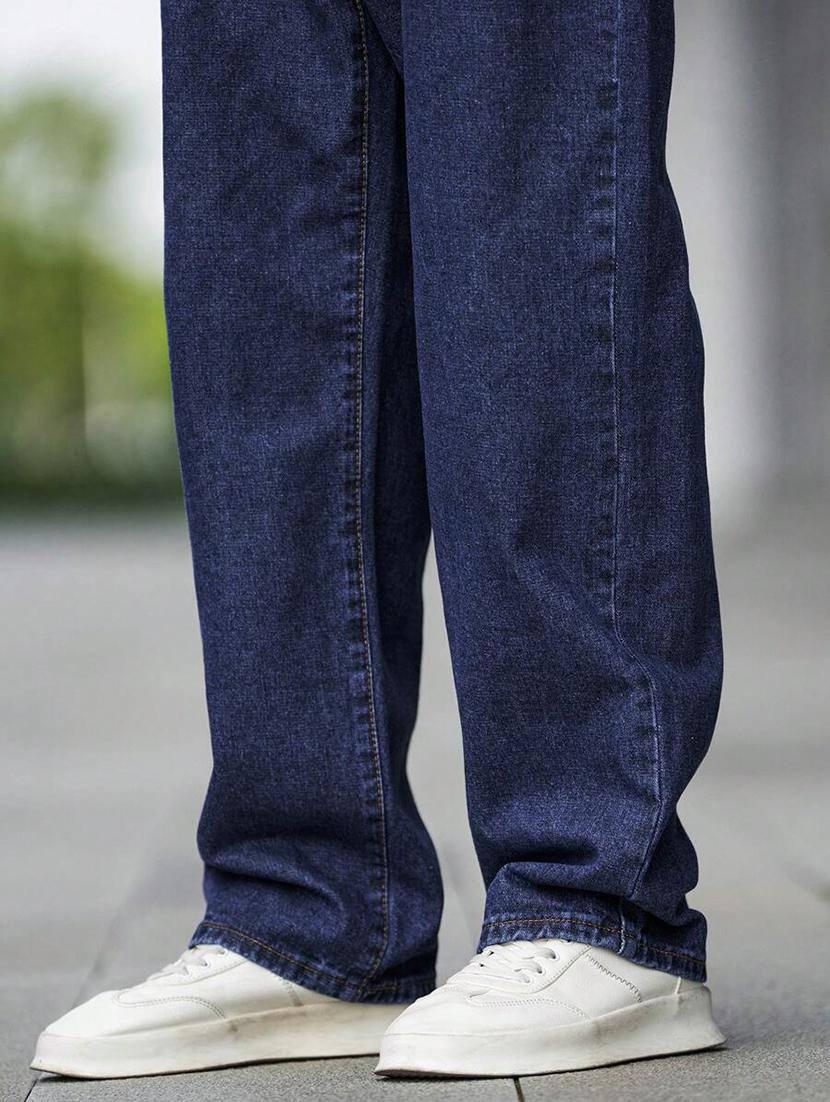 men plain mid rise full length baggy jeans - 21905975 - Standard Image - 5