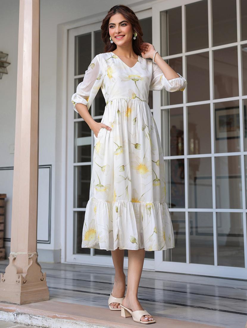 women white floral printed tiered dress - 21906087 - Standard Image - 3