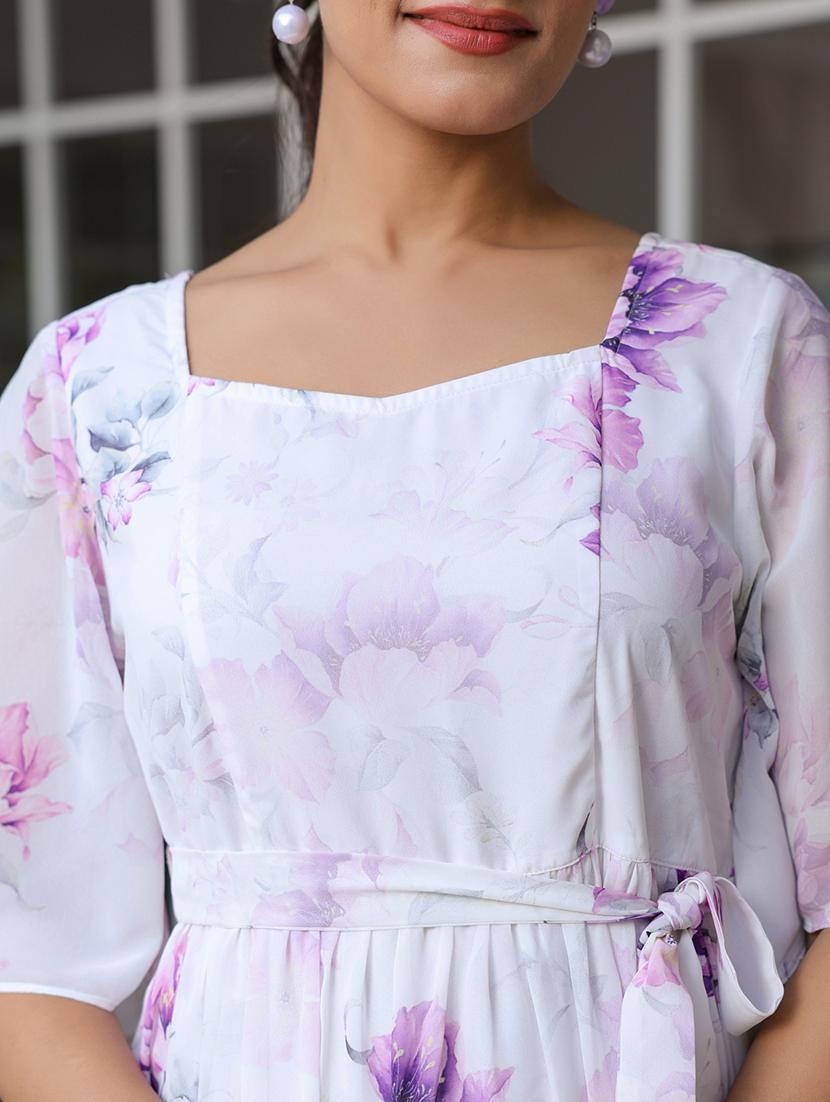 women white floral printed flared sleeve tiered dress - 21906088 - Standard Image - 5
