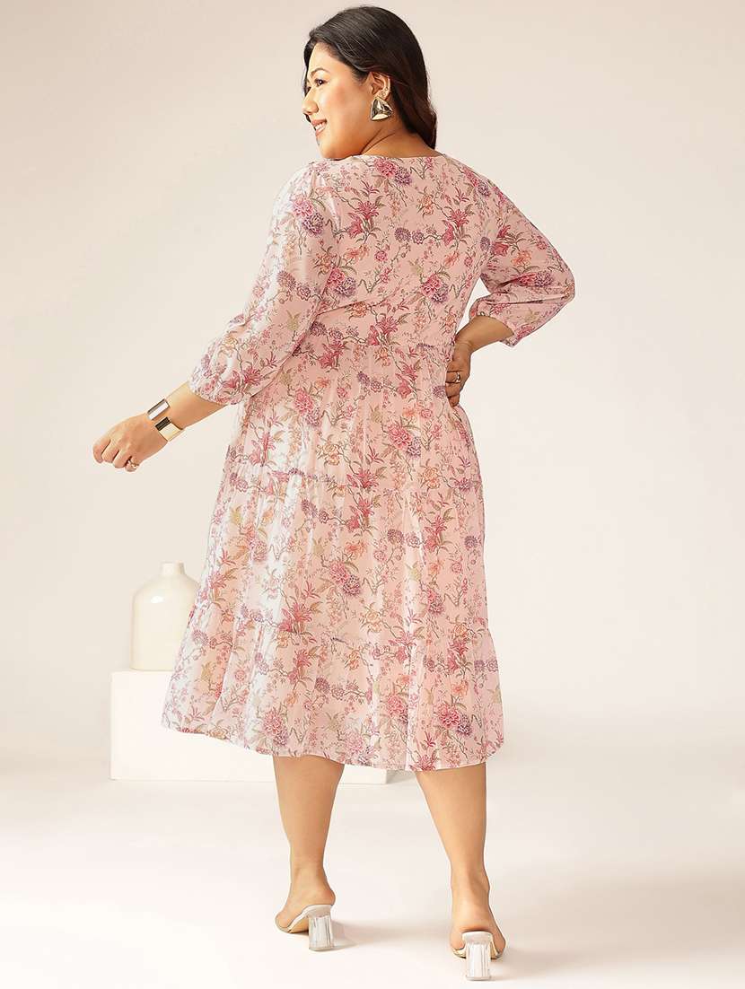 women plus size floral printed tiered dress - 21906095 - Standard Image - 3
