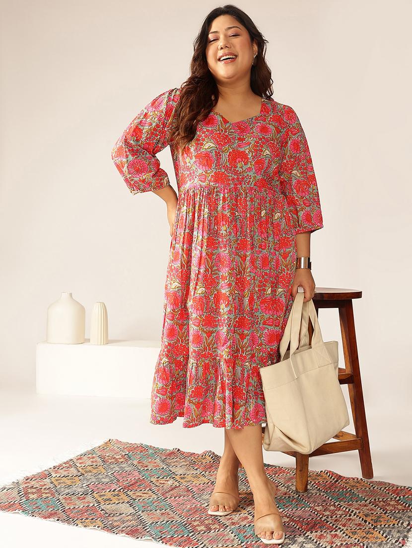 women plus size floral printed tiered dress - 21906098 -  Zoom Image - 0