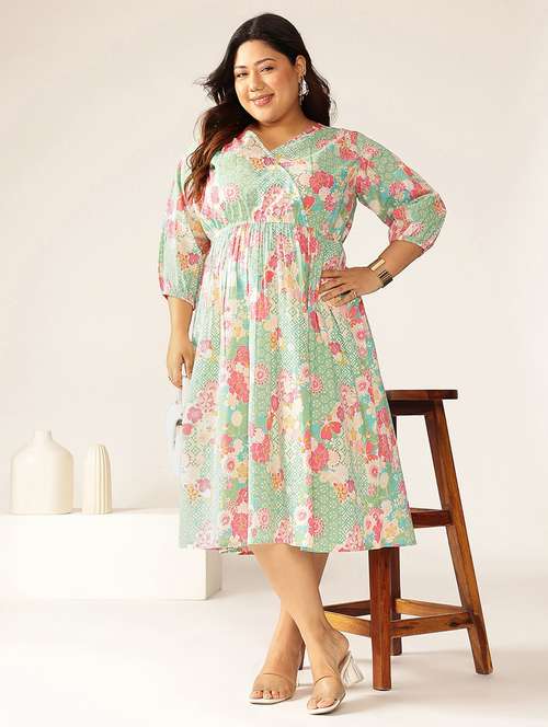 women plus size floral printed a-line dress - 21906099 -  Standard Image - 0