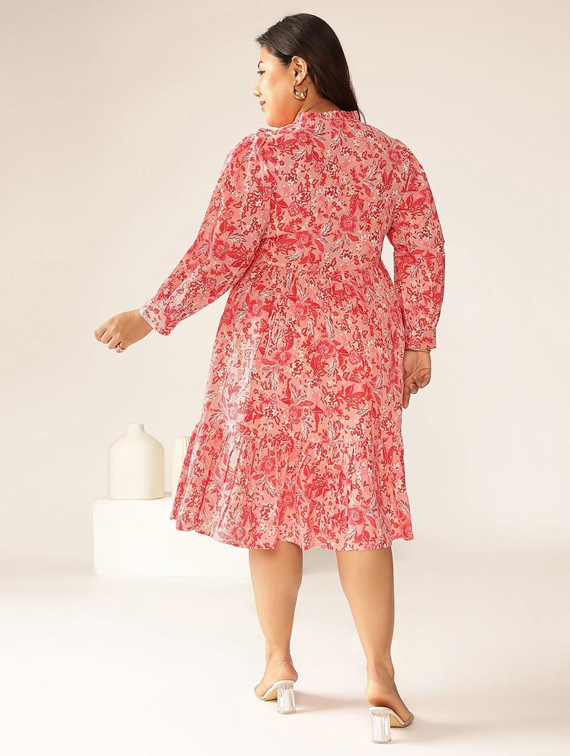 women plus size floral printed tiered dress - 21906100 - Standard Image - 3