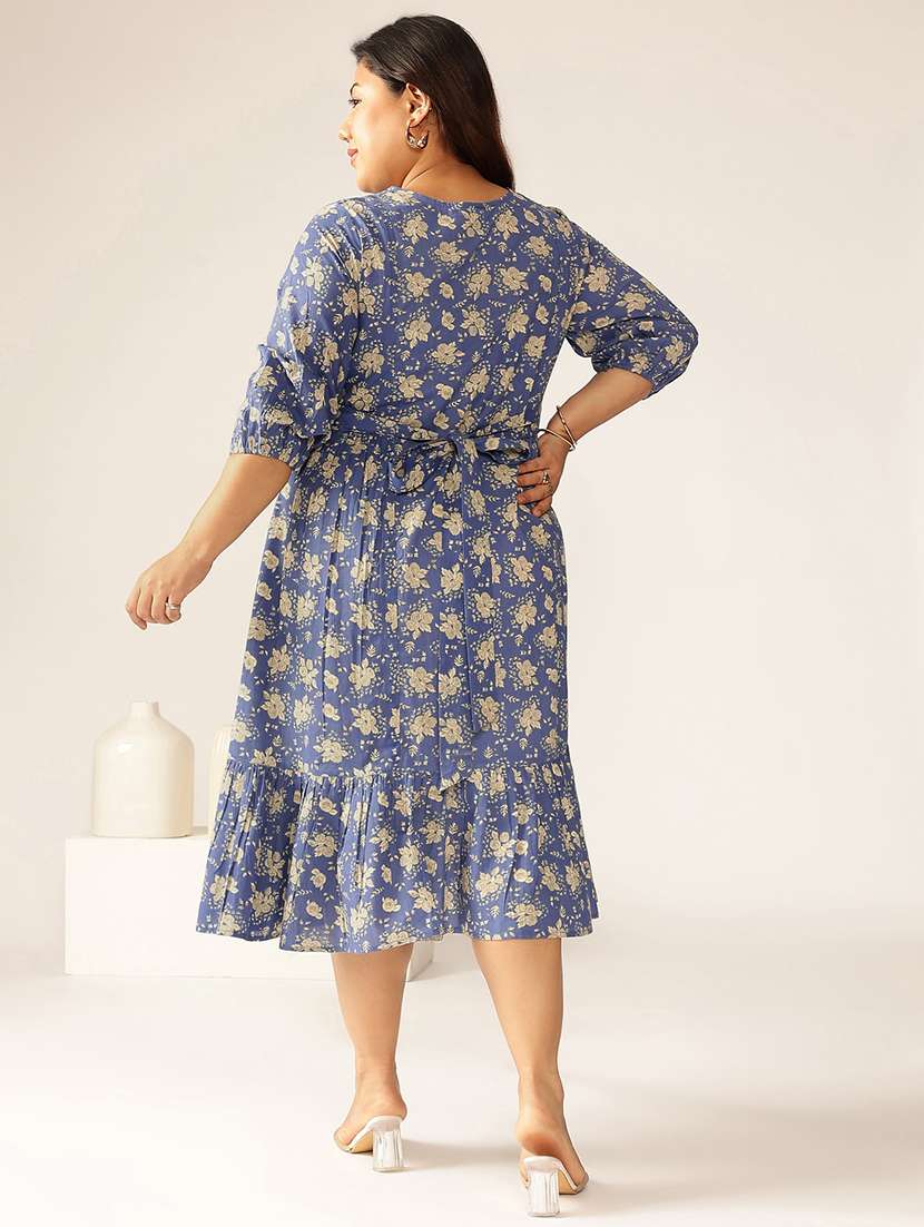 women plus size floral printed tiered dress - 21906101 - Standard Image - 3