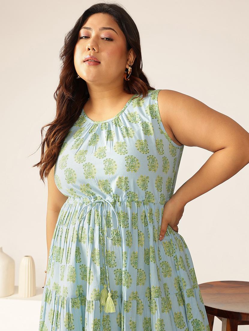 women plus size paisley printed tiered dress - 21906107 - Standard Image - 3
