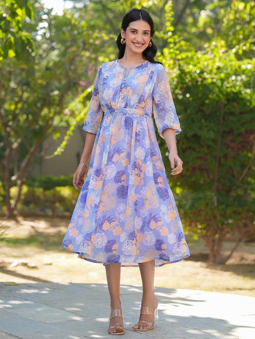 women lavender floral printed a-line dress - 21906117 - Standard Image - 0