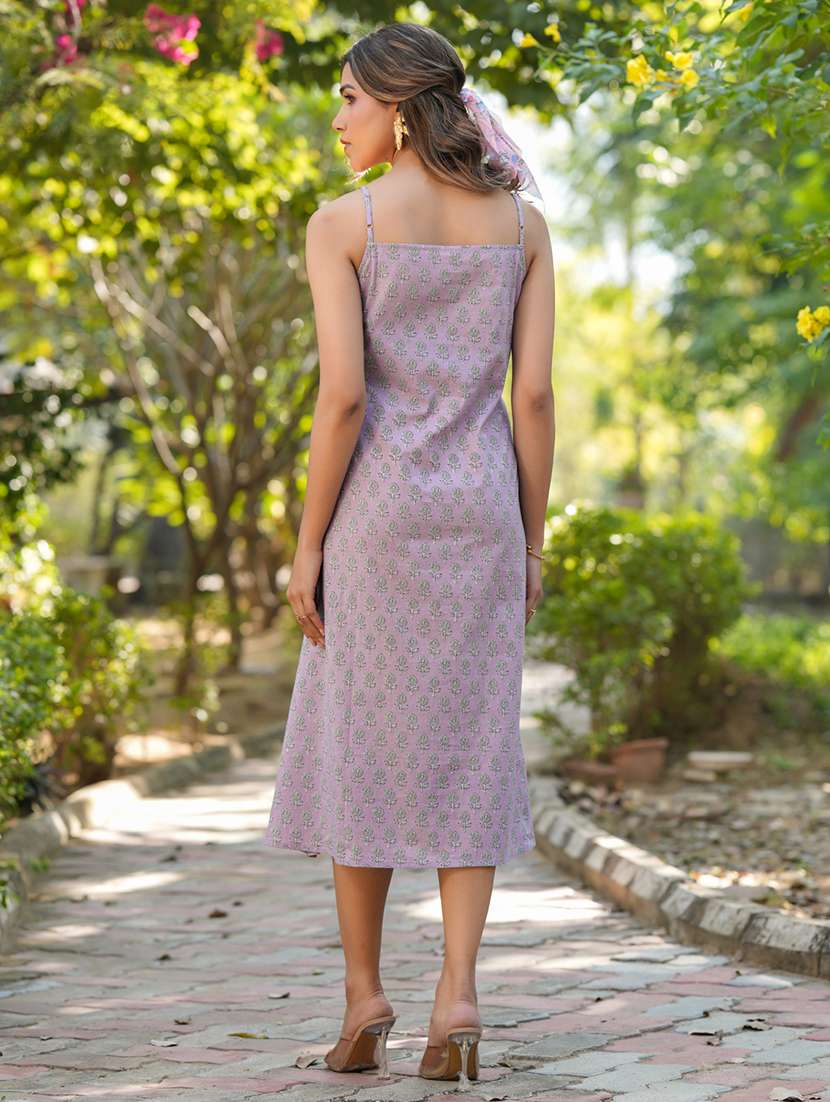 women lavender floral printed a-line dress - 21906128 -  Standard Image - 3