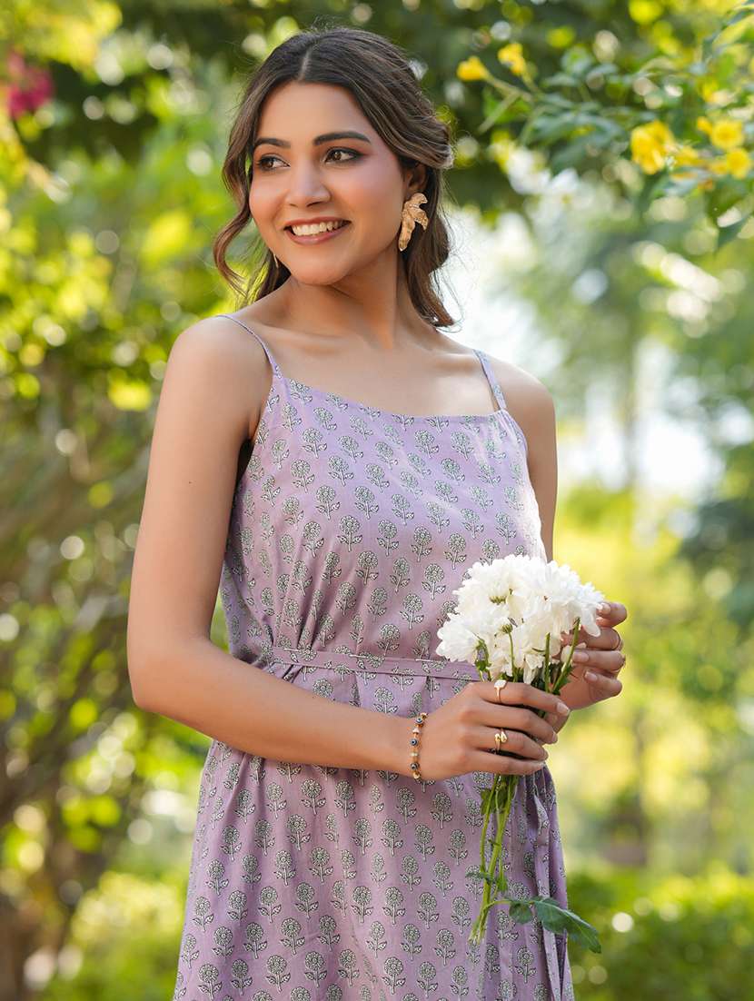 women lavender floral printed a-line dress - 21906128 -  Standard Image - 5