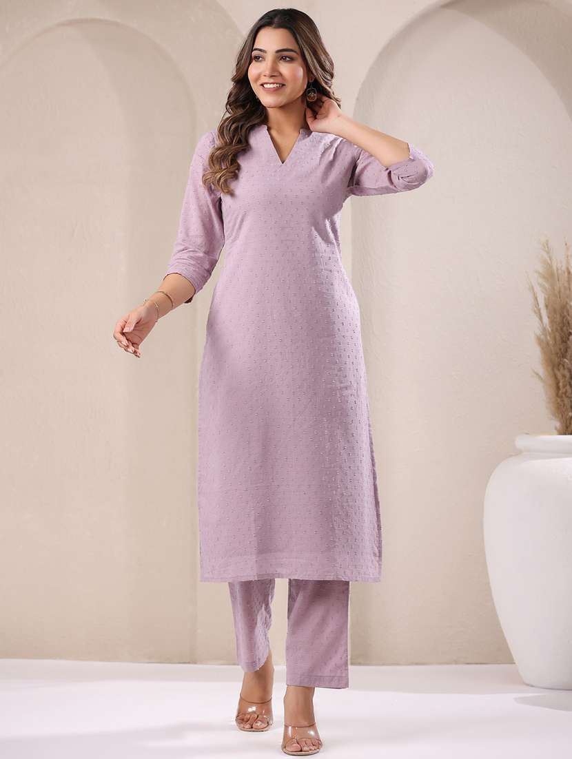 women three quarter sleeve kurta pant set