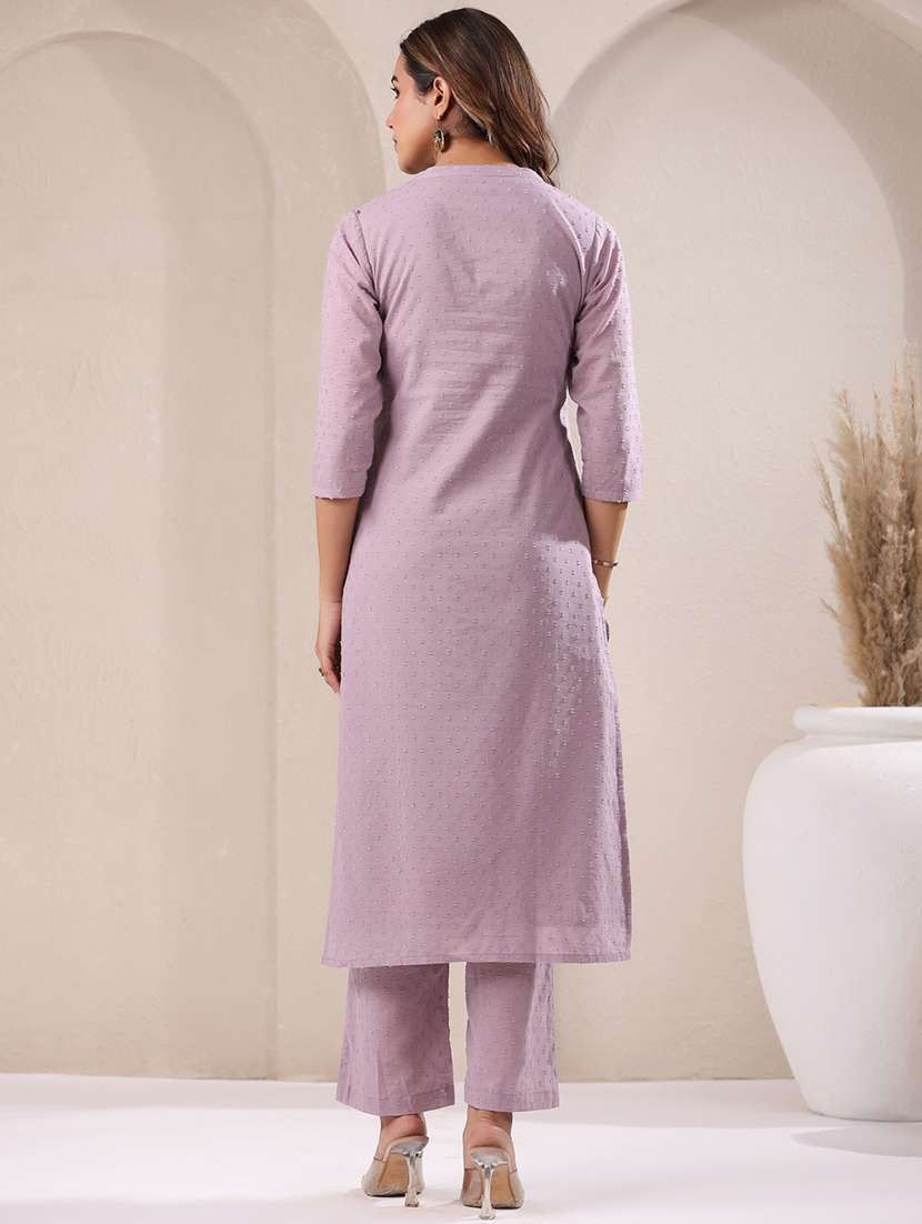 women three quarter sleeve kurta pant set - 21906144 - Standard Image - 3