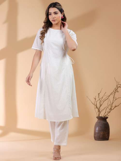 women off white self design kurta pant set - 21906146 -  Standard Image - 0