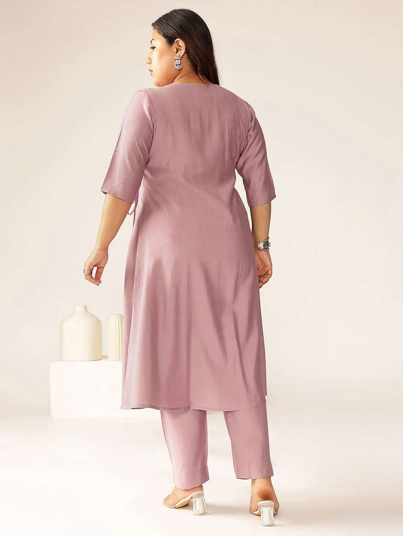 women plus size lavender kurta pant set - 21906151 - Standard Image - 3