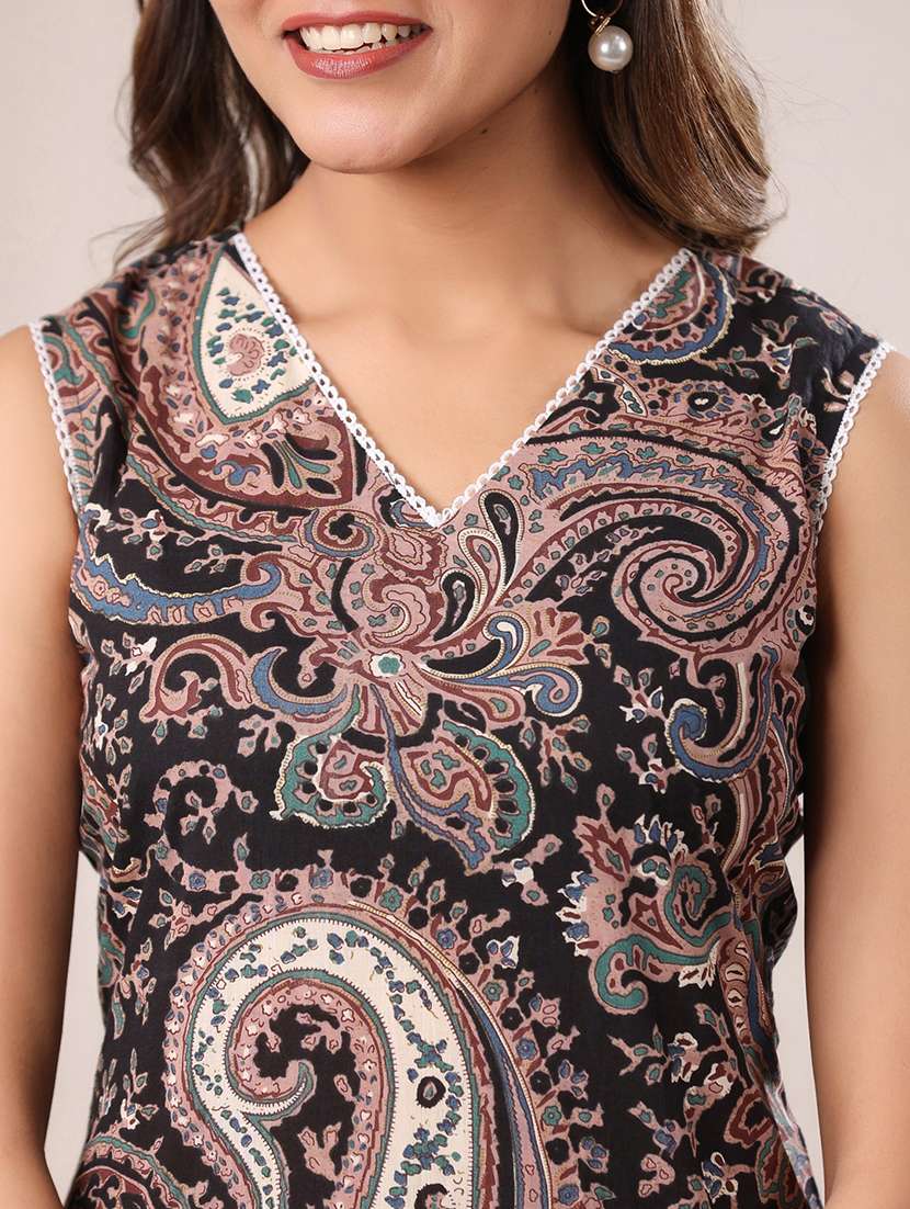 women black paisley printed kurta pant set - 21906175 -  Standard Image - 5