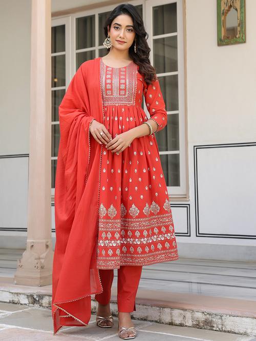 women three quarter sleeve kurta pant with dupatta set - 21906183 - Standard Image - 0