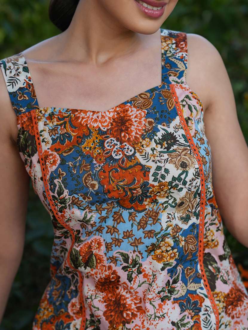 women printed shoulder strap kurta pant set - 21906194 -  Standard Image - 5