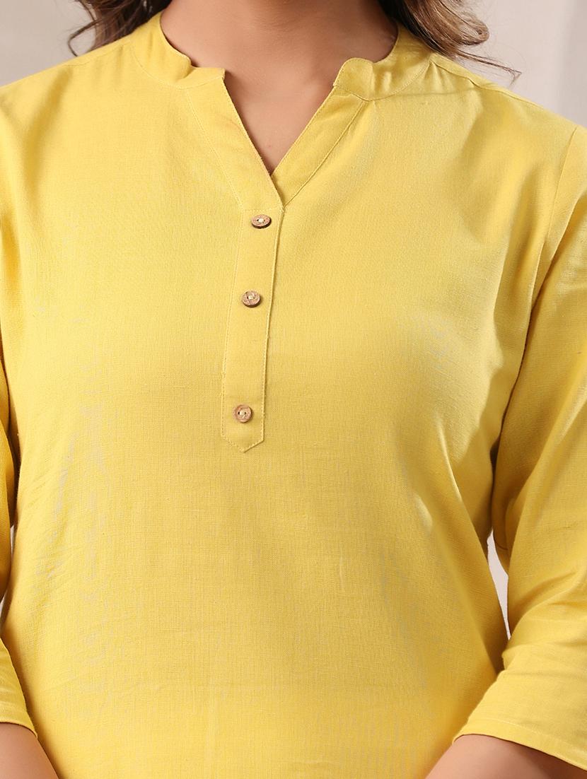 women solid three quarter sleeve straight kurta - 21906205 - Standard Image - 5
