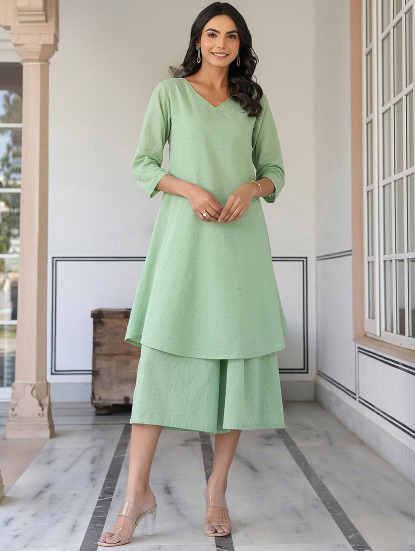 women three quarter sleeve kurta palazzo set - 21906212 - Zoom Image - 0
