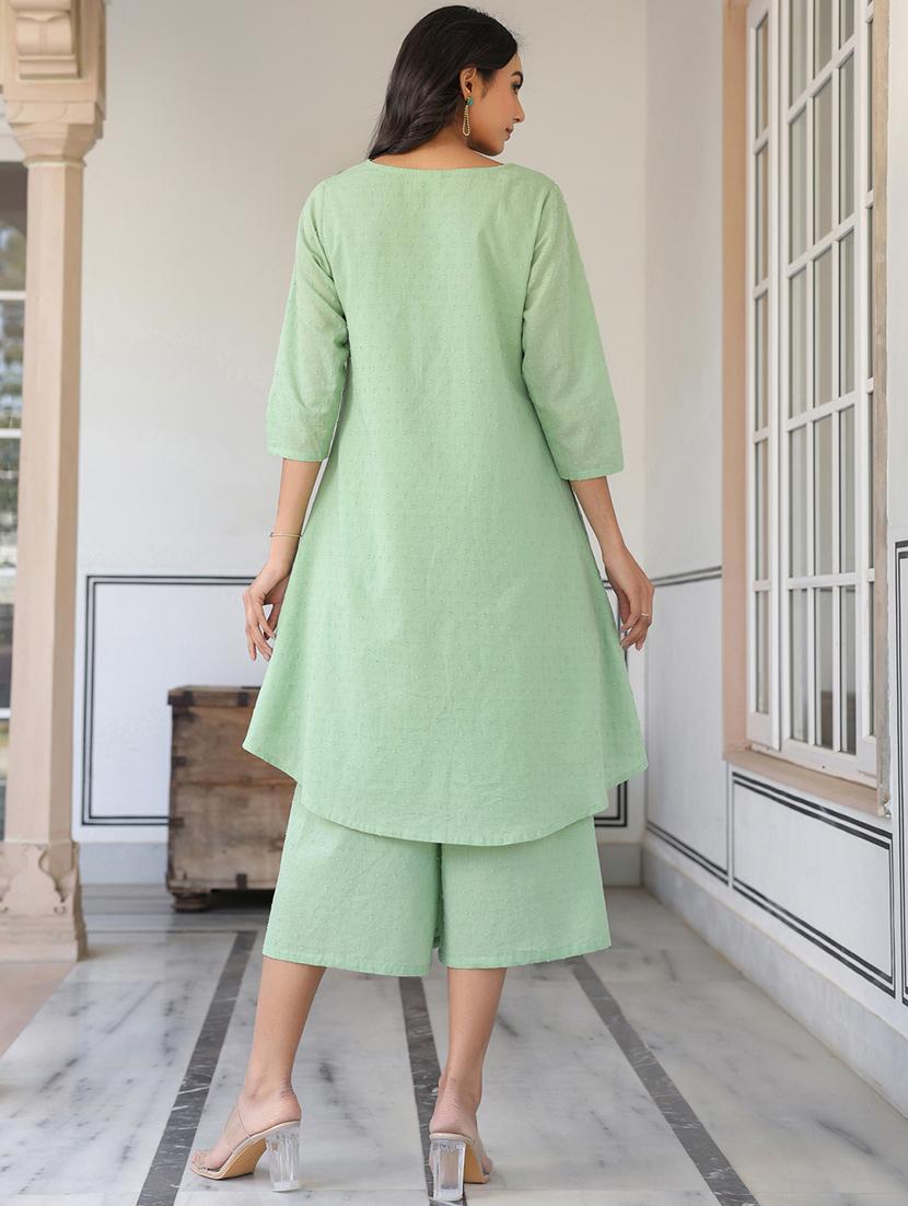women three quarter sleeve kurta palazzo set - 21906212 - Standard Image - 3