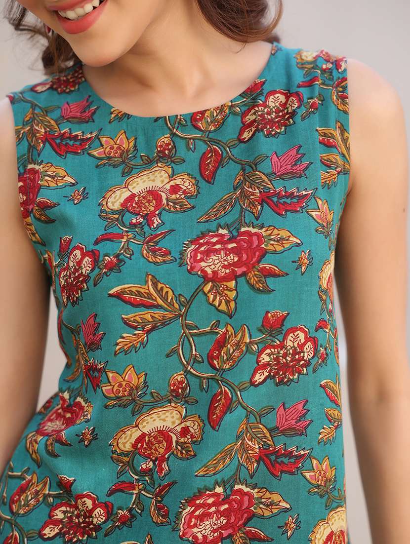 women green floral printed kurta palazzo set - 21906224 - Standard Image - 5