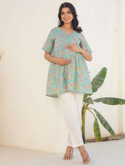 women floral printed maternity wear tunic