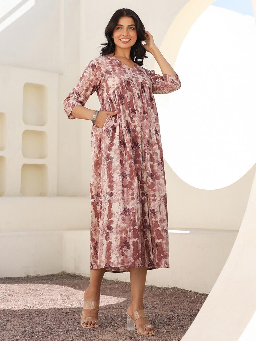 women tie & dye printed maternity wear dress - 21906327 -  Zoom Image - 0