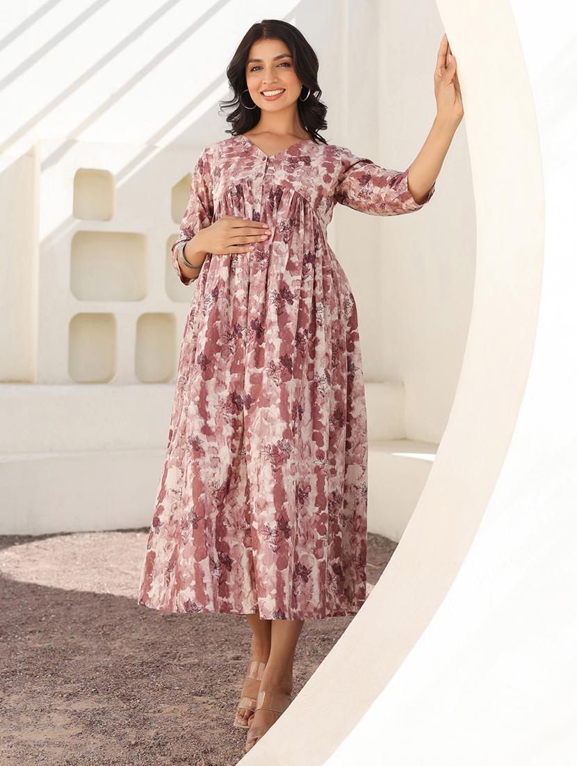 women tie & dye printed maternity wear dress - 21906327 - Standard Image - 3