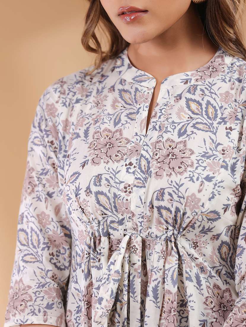 women off white floral printed a-line tunic - 21906347 -  Standard Image - 5