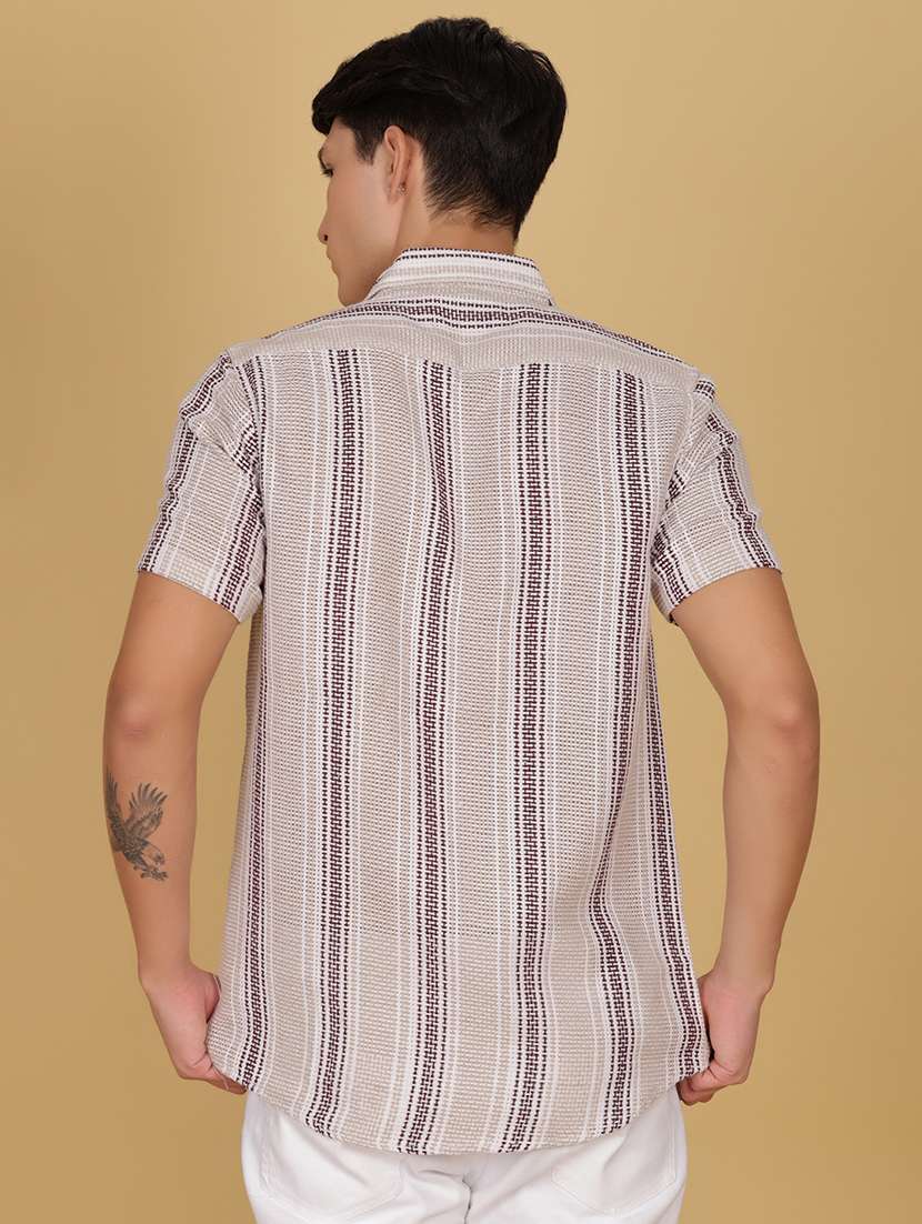 men striped short sleeve regular fit casual shirt - 21906390 -  Standard Image - 3
