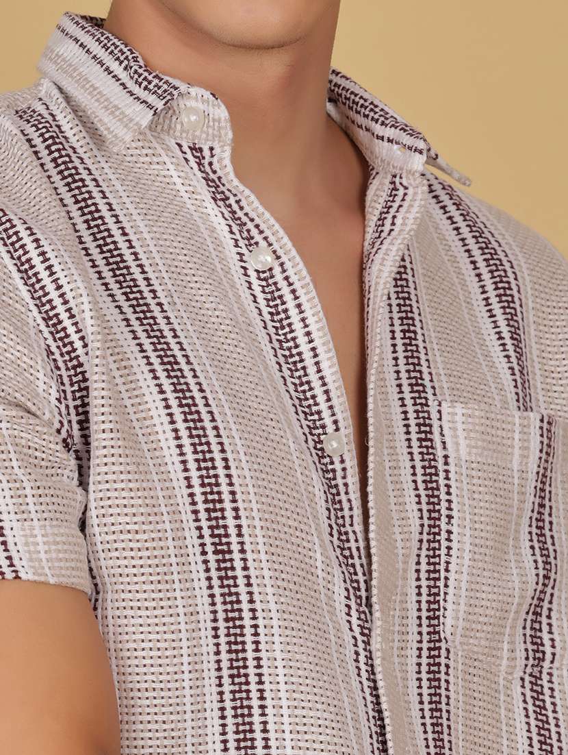 men striped short sleeve regular fit casual shirt - 21906390 -  Standard Image - 5