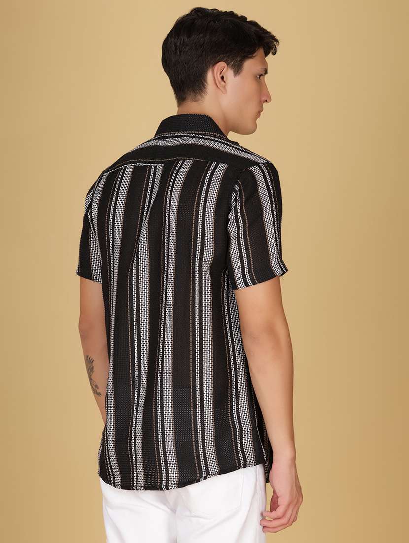 men striped short sleeve regular fit casual shirt - 21906391 -  Standard Image - 3